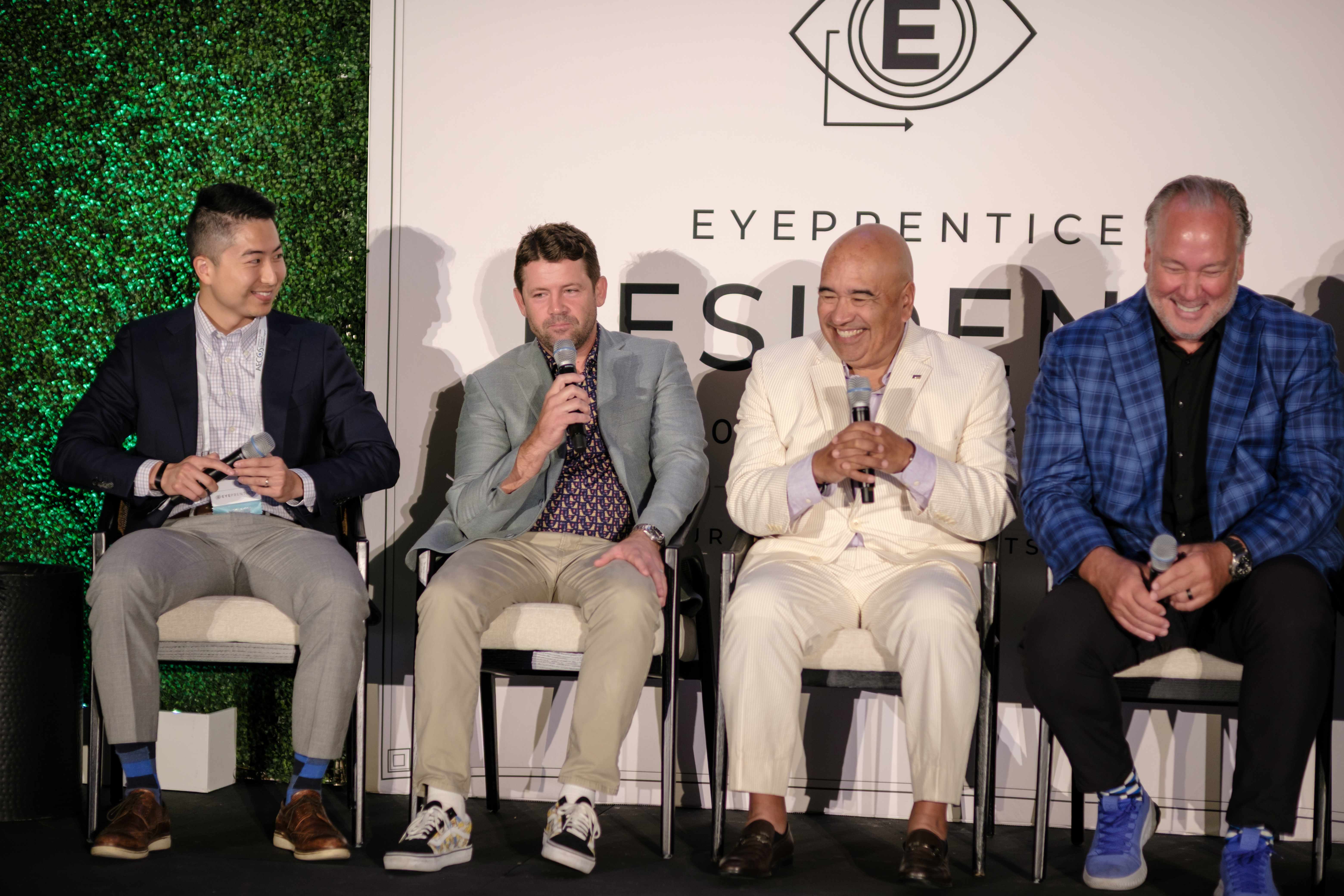 A four-person panel sharing a laugh on stage at the 2026 Showcase